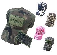 Detachable Patch Hat/Flag 100% Cotton Camo [VETERAN]